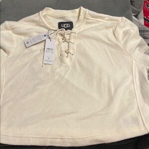 UGG Cream Tie Front Sweatshirt Blouse
